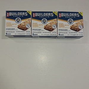 lot 3647 image: 3 Boxes CLIF BUILDERS Protein Bars Crispy Almond Salted Caramel, Reduced Sugar, Gluten Free, 6ct
