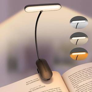 lot 3715 image: Clip-On Book Light for Reading at Night - Rechargeable 14 LEDs with 3 Color Modes & Stepless Dimming, Eye-Care USB-C Charging, 70-Hours, 360  Flexible Gooseneck - Perfect for Books, Bedtime Reading