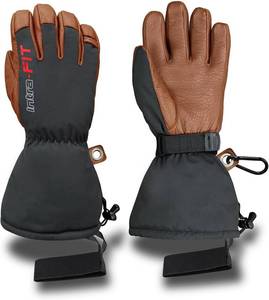lot 3734 image: Deerskin Ski Gloves for Men Women, Winter Cold Weather Gloves, Waterproof & Warth Insulated Snow Snowboarding Gloves STOCK PHOTO APPROXIMATE COLOR BLACK