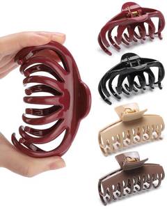 lot 3736 image: Lourny Silicone Hair Clips for Women, 4 PCS Non-Slip Strong Hold Flexible Cloud Claw Clips for Thin or Thick All-Day Comfort Large Hair Clips(Light brown  dark brown  red  black(claw))