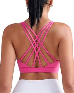 lot 3738 image: RUNNING GIRL Padded Sports Bras for Women Medium Support, Criss-Cross Back Strappy Sports Bra Gym Yoga Bra with Removable Cups(WX3114Hot Pink,S)