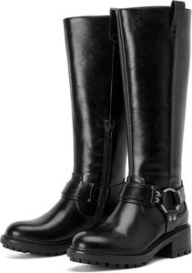 lot 3739 image: Ruiee Knee High Boots for Women Comfort Stylish Casual Round Toe Tall Riding Combat Boot Classic Fashion Fall Winter Knee-High Flat Boots SIZE 9
