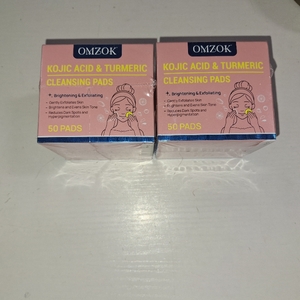 lot 3757 image: 2 Pack Turmeric Kojic Acid Cleansing Pads - Turmeric Facial Cleansing Pads For Acne Firming Skin - Remove Excess Keratin Clean Pores 50PCS