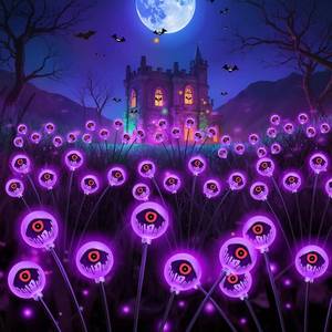 lot 3761 image: Halloween Decorations Outdoor Solar Eyeball Lights Purple 6 Pack 36 Led Scary Halloween Lights Decoration, Waterproof Solar Yard Light Swaying Outside Decor for Pathway, Law, Party Gifts