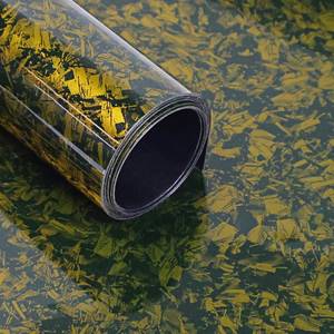 lot 3768 image: Lypumso Forged Carbon Fiber Vinyl Wrap, Gloss Crushed Stone Car Wrap Vinyl Film Easy Installation with Air Release Technology Auto Car Sticker Decal Sheet (Gold, 1ft x 5ft)