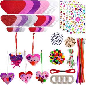 lot 3771 image: Valentines Day Decorations DIY Heart Felt Bookmarks Craft Kits Valentine Self Adhesive Heart Stickers for Reading Gift Exchange