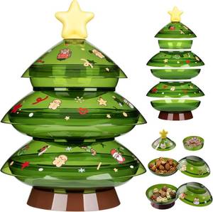 lot 3784 image: IVYROLL Christmas Candy Dish with Lid, Candy Platter Dish Serving Snack Box Container Decorative Plates for Xmas Holiday Party