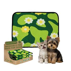 lot 7286 image: Qeils Reusable Puppy Pads for Small Dogs, Washable Pee Pads with Non-Slip , Absorbent Leakproof Mat for Crates, Playpens, Pet Beds & Whelping, Indoor Potty Training Grass Green, 18x24, 2 Pack - Retail $15