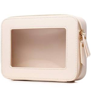 lot 7297 image: LOFOWN Clear Makeup Bag Womens Waterproof Travel Cosmetic Case and Toiletry Bag Portable Makeup Organizer Bag Car Essential with Zipper (Beige, M-1) - Retail $10