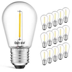 lot 7302 image: VISTERLITE LED S14 Low Voltage (DC 3V) Replacement Bulbs with E26 Base for Outdoor Solar String Lights, 15 Pack, Clear