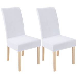 lot 7337 image: Smiry Velvet Stretch Dining Room Chair Covers Set of 2, Soft Removable Washable Chair Slipcovers Kitchen Parsons Chair Protector, Raw White - Retail $18