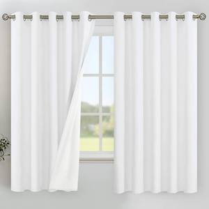 lot 7352 image: YoungsTex White Linen Blackout Curtains for Bedroom 63 Inch Length, Thermal Insulated Window Drapes Extra Wide with Grommet Full Room Darkening for Winter Living Room, 2 Panels, 60 X 63 Inch - Retail $36