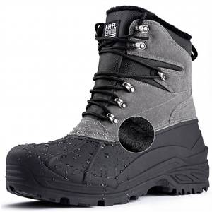 lot 7362 image: FREE SOLDIER Mens Snow Winter Boots for Men Warm Fleece Lining Winter Ski Shoes Waterproof Insulated Booties(GRAY 13) - Retail $76