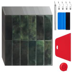 lot 7383 image: Affrolling 40 Sheets Peel and Stick Backsplash Tile with 9-piece Tool Kit, 10 x 5 Waterproof Vinyl Wall Tiles for Kitchen, Self Adhesive DIY Decor(Classic Style,Dark Green) - Retail $30