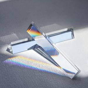 lot 7400 image: QFkris 2 Pack 6inch K9 Crystal Optical Glass Triangular Prism Clear Triple Prism for Photography Effects Physics Teaching Light Spectrum Optics Kits,Clear - Retail $10