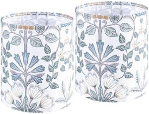 lot 7410 image: GOSO Set of 2 Small Tall Lampshade, 10 Top X 10 Bottom X 10 High, Lamp Shades for Table Lamps Floor Lamp, Polyester Fiber Printing Flowers Drum Lamp Shade, Hand Crafted Lampshades, Easy Assembly - Retail $38