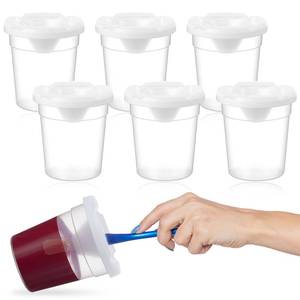 lot 7413 image: 6Pcs Plastic Paint Cups with Lids for Kids, Reusable Paint Containers with Lids, No Spill-Paint Cups for Kids Art Supplies, Art Classes, Painting Projects, Craft Supplies - Retail $10