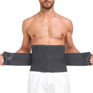 lot 7416 image: DOREIPA Abdominal Binder for Men and Women Post Surgery &amp Postpartum Recovery Hernia Support Belt Waist Trainer for Men Adjustable Compression Wrap (Black,M) - Retail $24