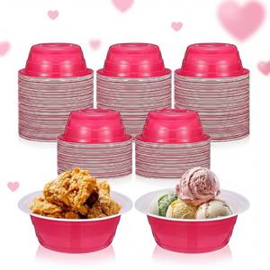 lot 7423 image: Baderke 50 Pcs Hot Pink Party Cup Bowls, 23 oz Disposable Plastic Bowls for Cold and Hot Food, Snacks, Salads and Desserts for Graduation Party Supplies, Birthday, Holiday Event - Retail $19