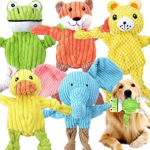 lot 7427 image: MRSOHRET 5 Pack Squeaky Dog Toys, No Stuffing Plush Dog Chew Toy Puppy Teething Toys to Keep Them Busy, Chewer Tough Durable Crinkle Interactive Dogs Toy Bundle for Small Medium Large Dogs - Retail $21