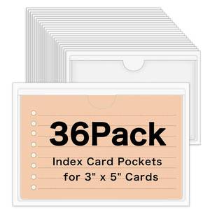 lot 7430 image: 36 Pack 3 x 5 Index Card Holder Adhesive Plastic Label Holders Clear Tote Bag Labels Stickers for Organizing Storage Bins Library Card Shelves - Retail $7