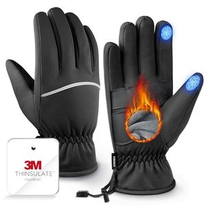 lot 7435 image: Winter Gloves Men Women Made with 3M Insulation &amp Plush Lining, -10°F Windproof &amp Water-Resistant Snow Gloves for Cold Weather, Ski Glove with Reflective Strips &amp Touchscreen Fingers for Running - Retail $25