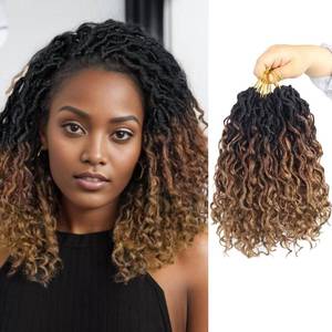 lot 7446 image: Vemet Goddess Locs Crochet Hair,8 Inch 9 Packs Faux Locs Synthetic Crochet Hair for Black Women, Boho Style Pre looped crochet with Curly Ends - Retail $32