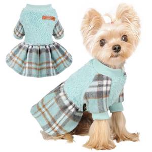 lot 7448 image: Dog Sweater Dog Winter Clothes for Small Dogs Boy Girl Fall Puppy Dress Warm Fleece Chihuahua Yorkie Teacup Doggie Sweaters Dresses Doggy Sweater for Small Dogs Girl Cat Outfits, Green Plaid, XXS - Retail $10