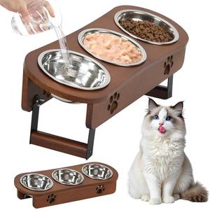 lot 7454 image: CILXGQLN Raised Cat Food Bowl, Adjustable 2 Height Elevated Cat Bowls - Retail $19