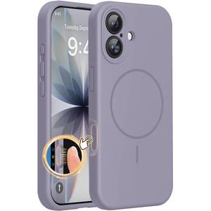 lot 7462 image: Miracase Magnetic for iPhone 17 Case, Compatible with MagSafe, Integrated Silicone Camera Control Cover, 3.0mm Thicken Shockproof Drop Protection Phone Case for 17,Lavender Gray - Retail $19