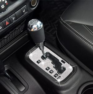 lot 7463 image: ASUBHA Bling Gear Shift Box Frame Cover Trim Sticker, Wrangler Gear Shift Box Cover Trim Sticker Compatible with Wrangler 2012-2018, Bling Car Interior Accessories for Women Men(White)