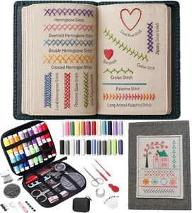 lot 7466 image: 2026 Upgraded Embroidery Stitch Book Kit, 106 Patterns with Tools & Tutorials, 86 PCS Beginner Embroidery Kit, Portable Hand Embroidery Book for Adults & DIY Craft Lovers - Retail $16