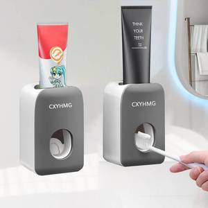 lot 7467 image: Automatic Toothpaste Dispenser for Kids, 2 PCS Toothpaste Squeezer for Kids &amp Family Shower Decor, is Wall Mounted Bathroom Accessories Organizer (Dark Black, 2PACK)