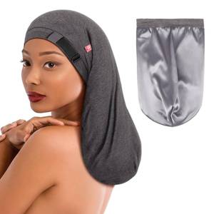 lot 7470 image: Long Silk Satin Bonnet for Braids, XL Dreadlocks for Curly Frizzy Hair Sleeping, Large for Black Women Men - Retail $16