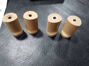 lot 7472 image: Wooden Furniture Leveler Feet Set with Threaded Insert Hardware - Retail $8