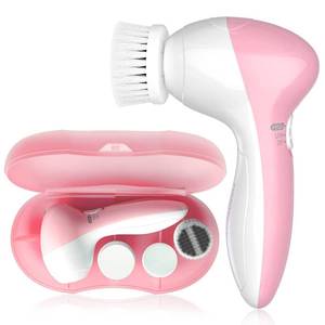 lot 7497 image: Electric Facial Cleansing Brush for Women, 3-in-1 Face Cleanser and Exfoliator Brush with 3 Brush Heads, 2 Speeds, Waterproof Spin Brush, Travel Size Case, Perfect for Valentines Day (Pink) - Retail $13