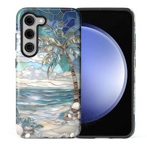 lot 7507 image: Flivro Case for Samsung Galaxy S24 Plus,Anti-Scratch Full-Body Cover Shockproof Slim Design Case,PC Hard Shell & Silicone Inner Bumper -Beach Palm Tree - Retail $17