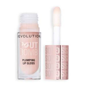 lot 7508 image: Revolution, Pout Bomb Plumping Lip Gloss, Buildable, High Shine for Hydrating, Plumping Finish, Buildable Color, Vegan &amp Cruelty-Free, Sheer Milky Nude, 0.15 fl oz OPENED TO CHECK ITEM - Retail $6