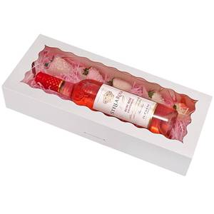 lot 7512 image: Tcoivs 30-Pack Bakery Boxes with Window 16 x 6.5 x 3, Cookie Boxes, Auto-Popup Long Treat Boxes for Cookies, Strawberries (White) - Retail $24