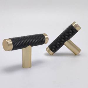 lot 7556 image: Ntresbonne 10 Pack 2 Inch Barrel Cupboard Aluminum Handles Drawer Cabinet Handles T Knob (Gold and Black) - Retail $26
