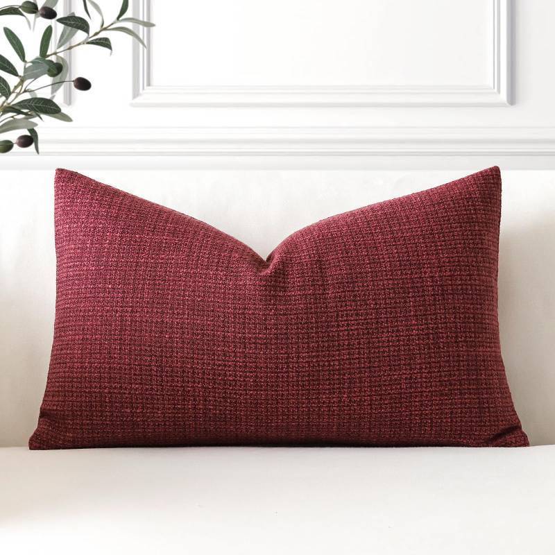 lot 34843 image: Linen Throw Pillow Cover Set of 1 Decorative Lumbar Pillowcases Cushion Covers 12x20 Inch for Home Decor Sofa Bedroom Car 30 x 50CM Burgundy