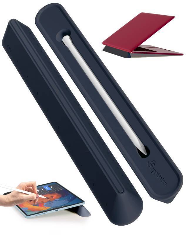 lot 34899 image: 3 in 1 Silicone Laptop Stand, Keyboard Riser for Ergonomic TypingReading, Portable Laptop Cooling Stand, for Home Office School and Travel, Oval Base, Midnight (Pencil not included) - Retail $15