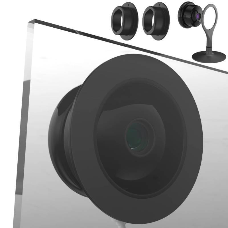 lot 34906 image: Window Mount for Google Nest Camera Indoor, Through Window Use Nest Cam, No Indoor Reflections (BlackPack of 2) - Retail $16