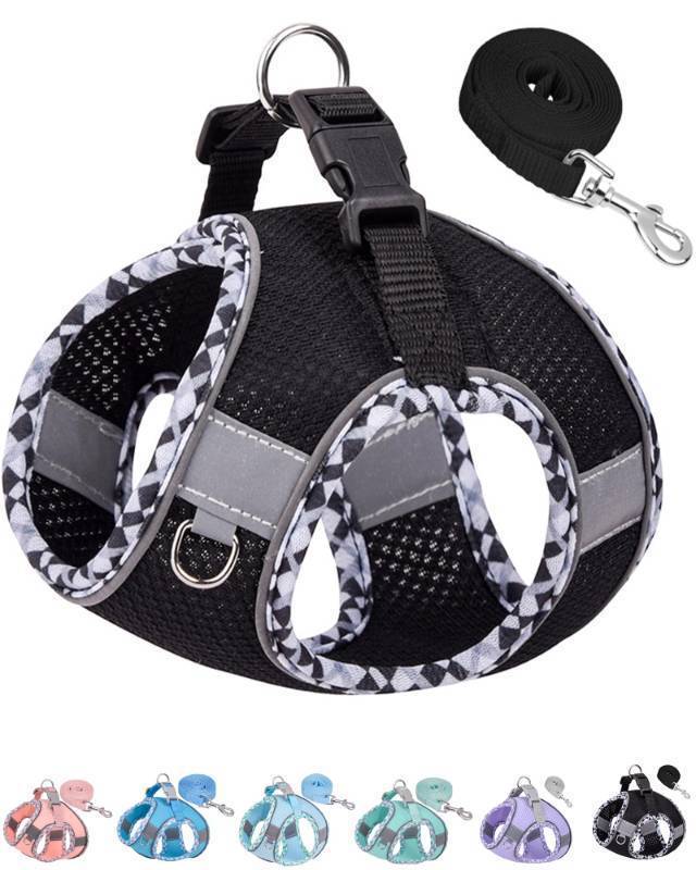 lot 15789 image: Petank Medium Dog Harness (Black) - Jacquard Fabric, Velcro - Easy Walk Harness for Training, Running, Walking - Reflective Strip - Size M - Dogs of Various Breeds & Sizes - Retail $10