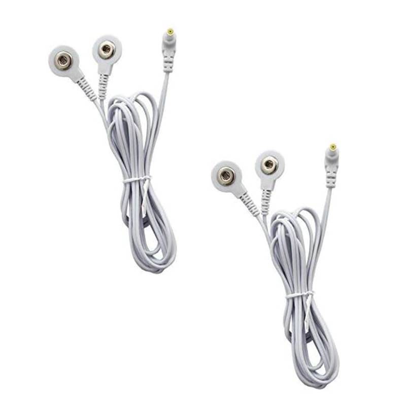 lot 15812 image: Durable TENS Lead Wires 2.35mm Shielded Plug TENS to 3.5mm Snap Electrode Wires for TENS Unit, VOVOU Standard Electrodes Wire Replacement for TENS EMS Massager Electric Muscle Stimulator(2 Packs) - Retail $7