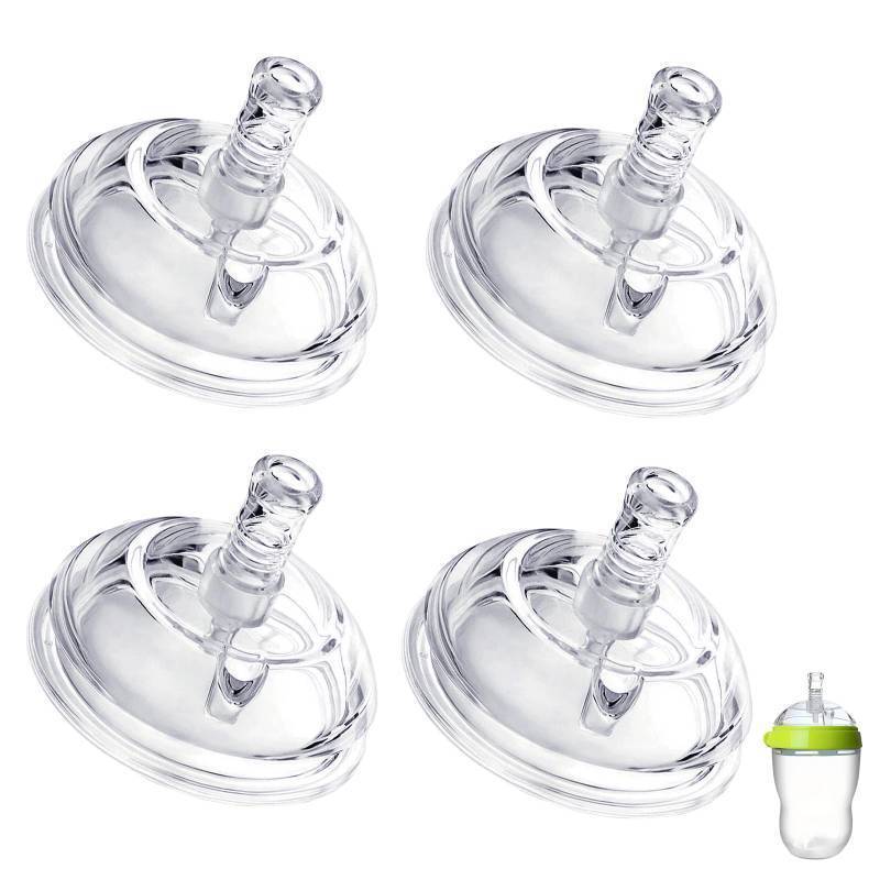 lot 15845 image: Sippy Straw Nipples for Comotomo Baby Bottles, Transition Straw Sippy Cup 100% Food Grade Silicone Soft Nipple, 8m, Pack of 2