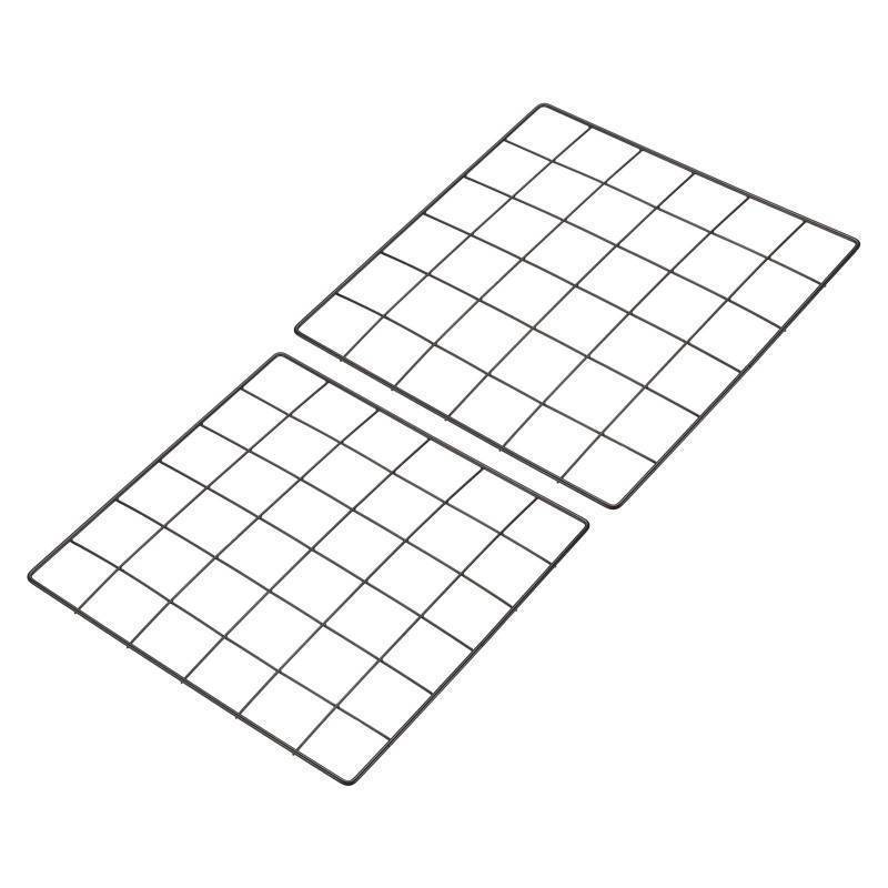 lot 25943 image: 12x12 Wire Grid Panel, 2 Pack Board Photo Pictures Memo Display Grid Panels Hanging Organizer Wall Decorative Panel for Home Office Wedding, Black - Retail $11