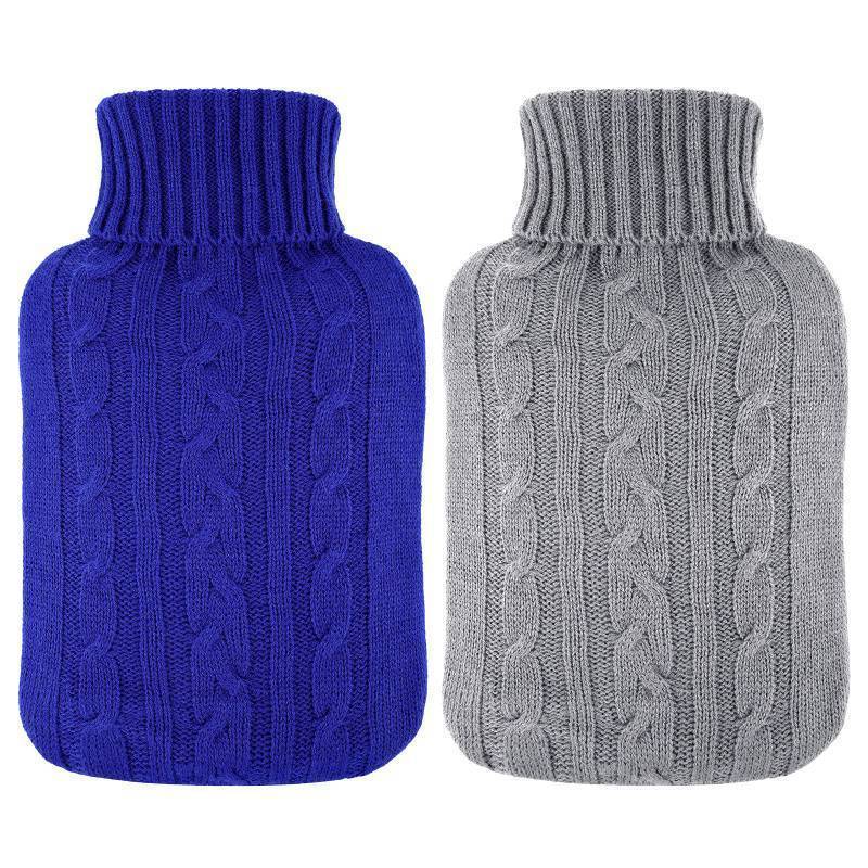 lot 35496 image: 2 Pieces Hot Water Bottle Cover Soft Cover Only Knitted Hot Water Bottle Sweater for Winter Compress and Cold Therapy, Menstrual Cramps, Neck, Shoulder Pain Relief(RoyalBlue, Grey) - Retail $10