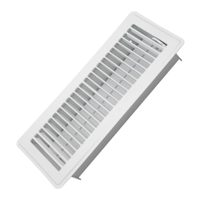 lot 35577 image: 4 x 12 Floor Register - Heavy Duty Steel Walkable Floor Vents - Easy Adjust Air Supply Lever - Vent Covers for Home (White) - Retail $13