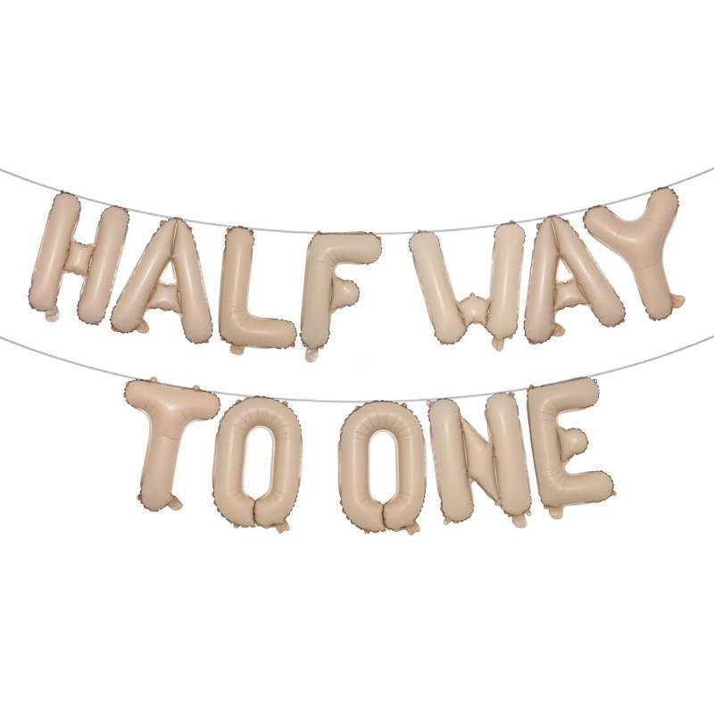 lot 35599 image: Half Way To One Balloons 12 Birthday Decorations 6 Months Half Way To One Birthday Party Half Birthday Party Supplies (HALF WAY TO ONE Caramel) - Retail $7